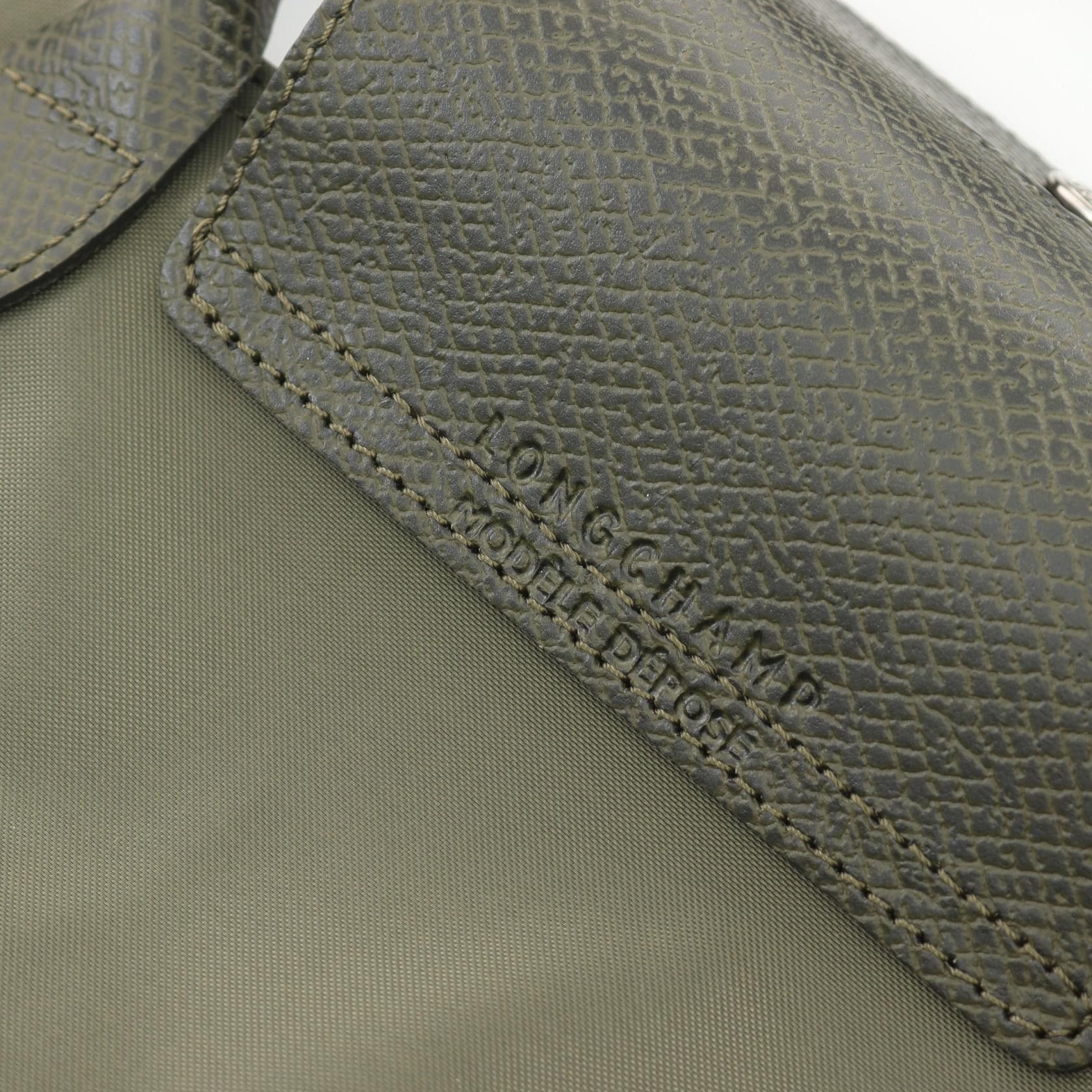 Longchamp Longchamp Le Preage Green M Shopping Bag Handbag Tote Canvas Leather Khaki Size ONE SIZE - 4 Thumbnail