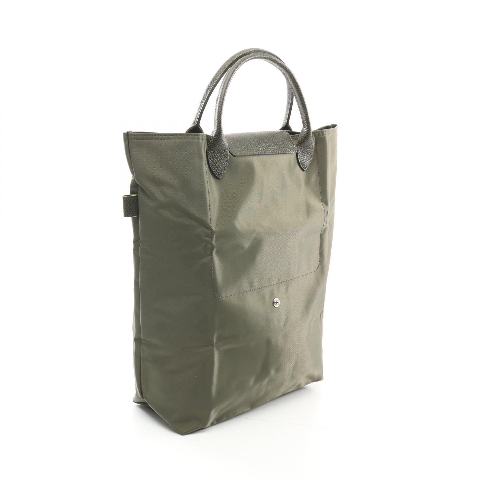 Longchamp Longchamp Le Preage Green M Shopping Bag Handbag Tote Canvas Leather Khaki Size ONE SIZE - 2 Thumbnail