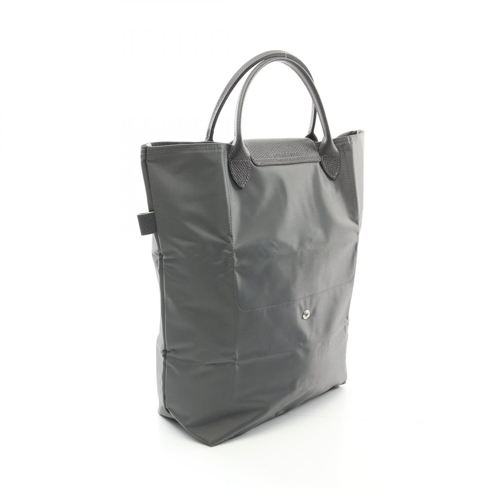 Longchamp Longchamp Le Preage Green M Shopping Bag Handbag Tote Fabric Leather Gray Size ONE SIZE - 2 Thumbnail