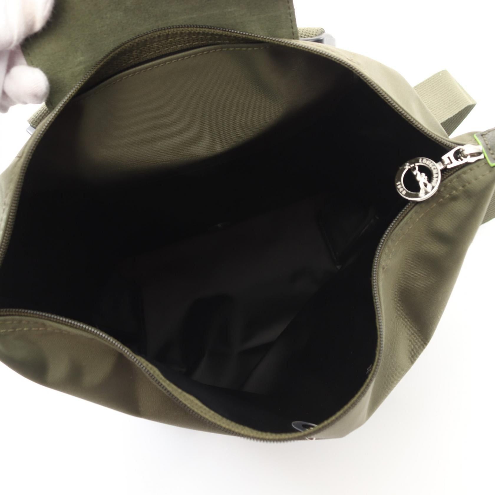 Longchamp Longchamp Le Preage Green M Backpack Rucksack Leather Fabric Khaki Size ONE SIZE - 3 Thumbnail