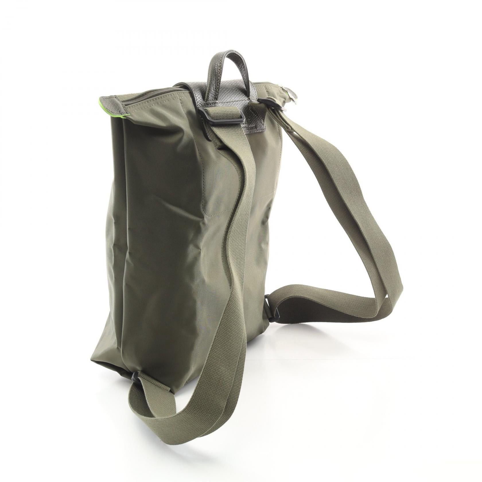Longchamp Longchamp Le Preage Green M Backpack Rucksack Leather Fabric Khaki Size ONE SIZE - 2 Thumbnail