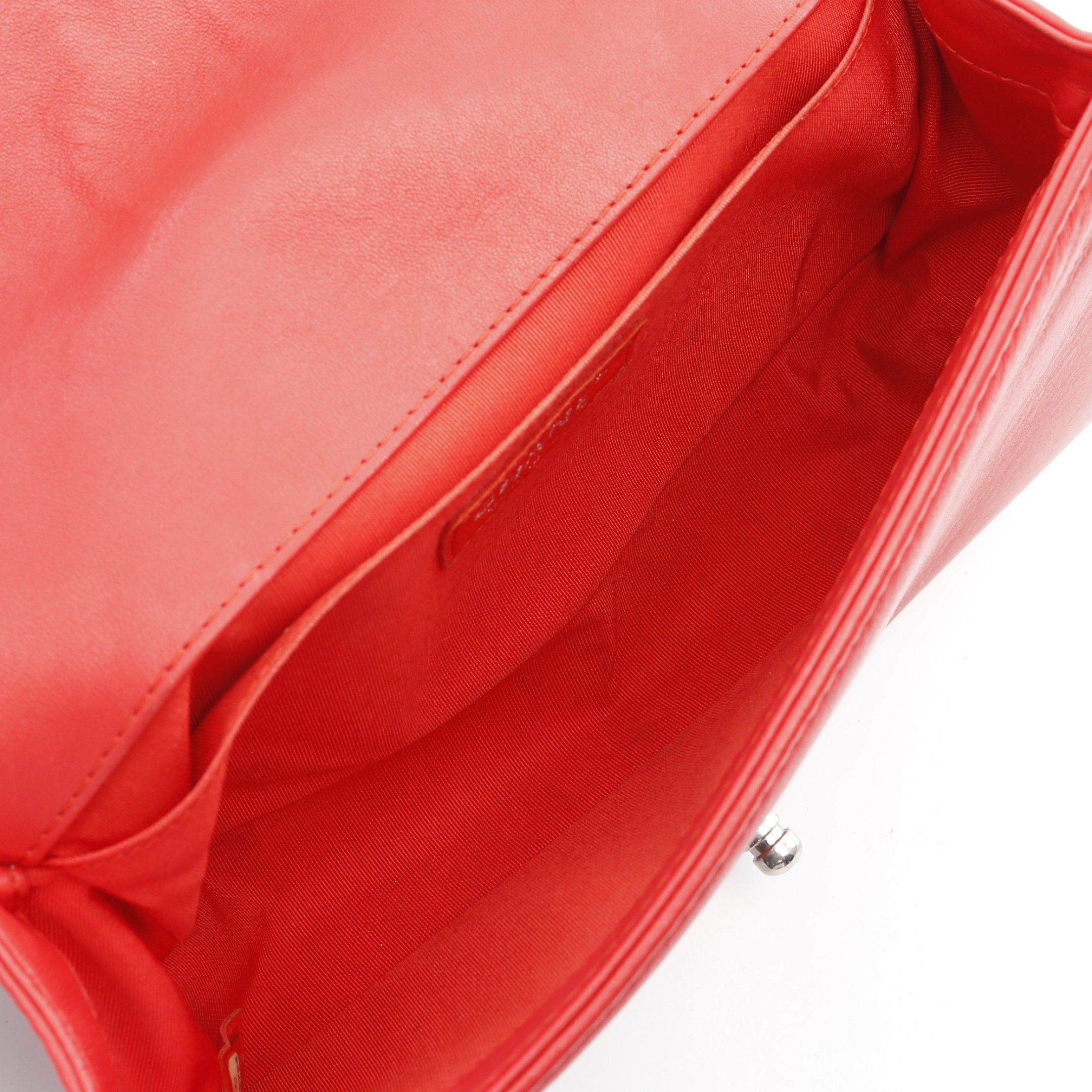 Chanel Chanel Boy Chanel Chain Shoulder Bag Lambskin Rubber Red Black Silver Hardware Size ONE SIZE - 3 Thumbnail