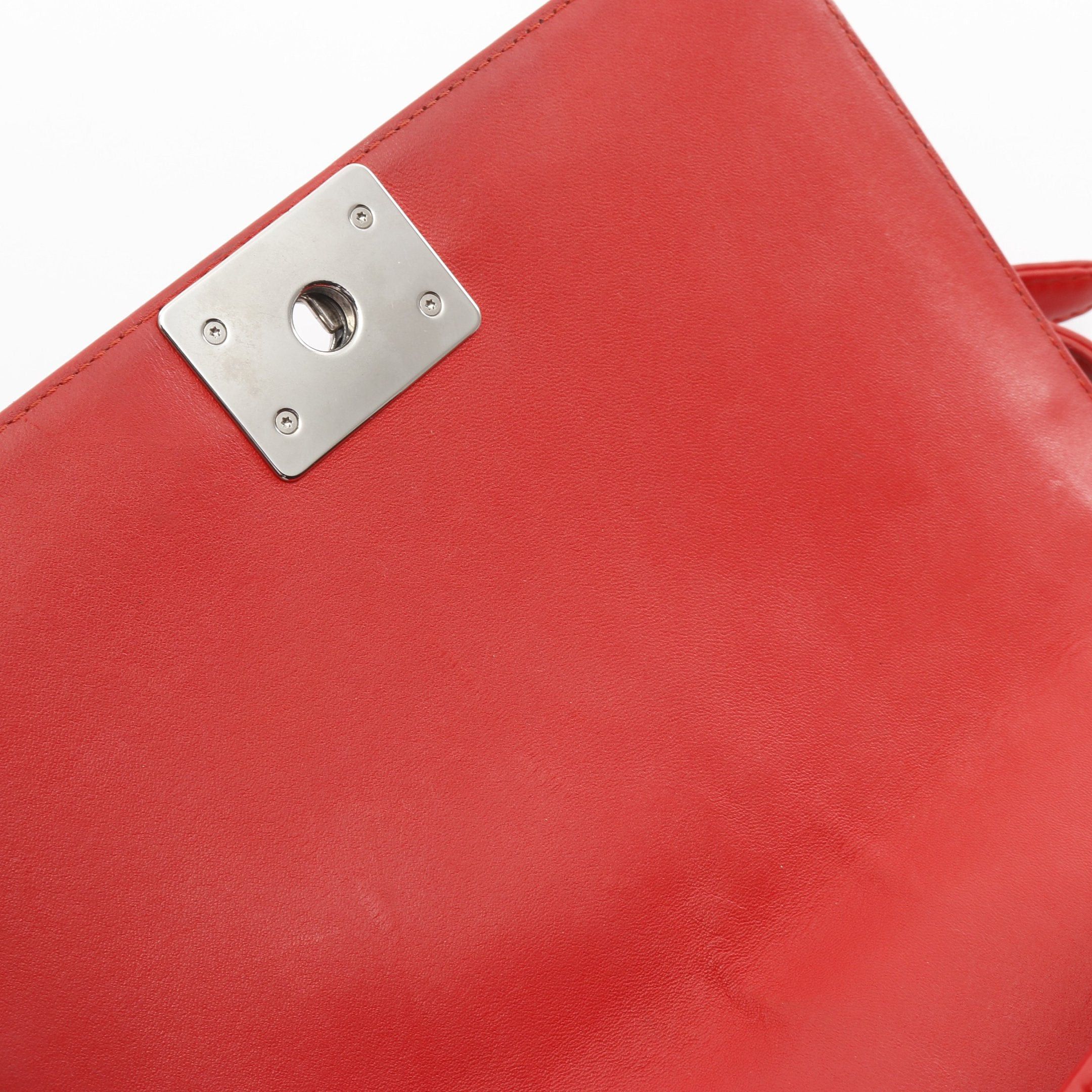 Chanel Chanel Boy Chanel Chain Shoulder Bag Lambskin Rubber Red Black Silver Hardware Size ONE SIZE - 11 Thumbnail