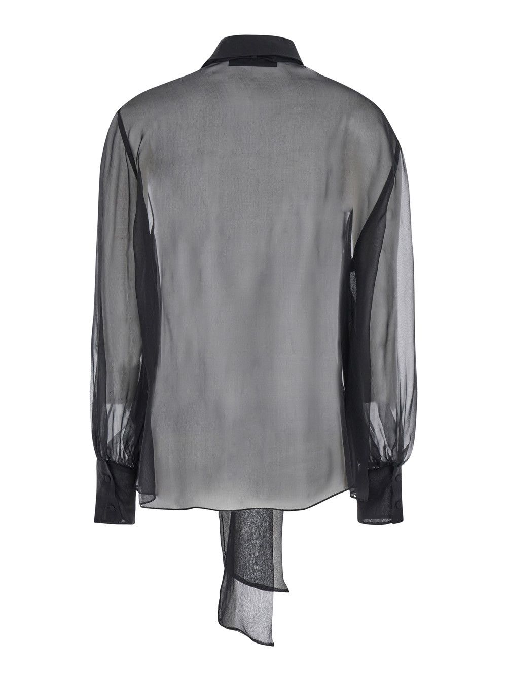 Valentino Black Shirt with Classic Collar and Neck Scarf in SIlk Woman Size M / US 6-8 / IT 42-44 - 2 Thumbnail