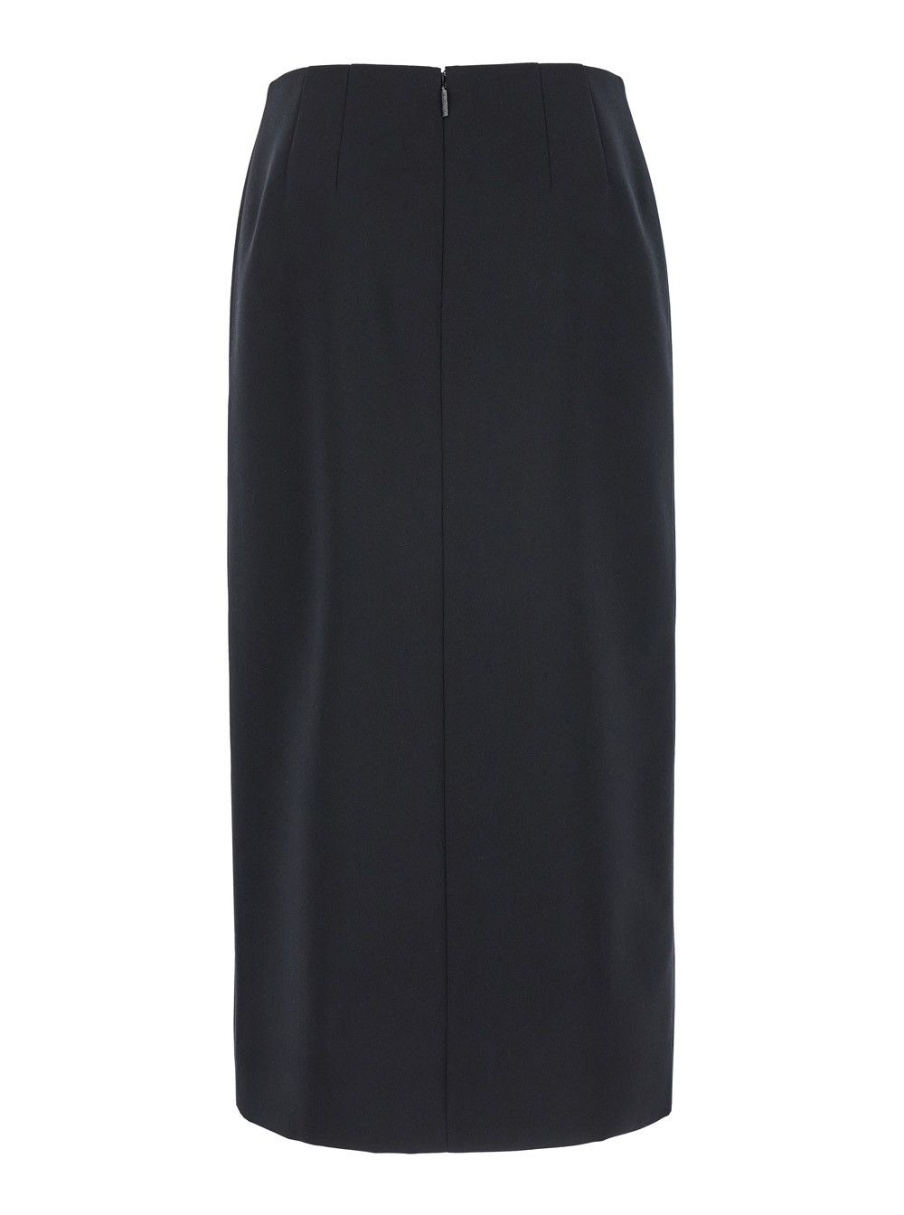 Valentino 'Grisaille' Black Midi Skirt with Side Splits in Wool Woman Size 30" / US 8 / IT 44 - 2 Thumbnail