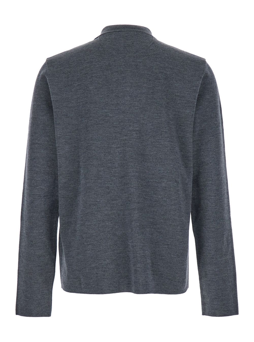 Valentino Grey Polo Shirt with Classic Collar and Long Sleeves in Wool Man Size US XL / EU 56 / 4 - 2 Thumbnail