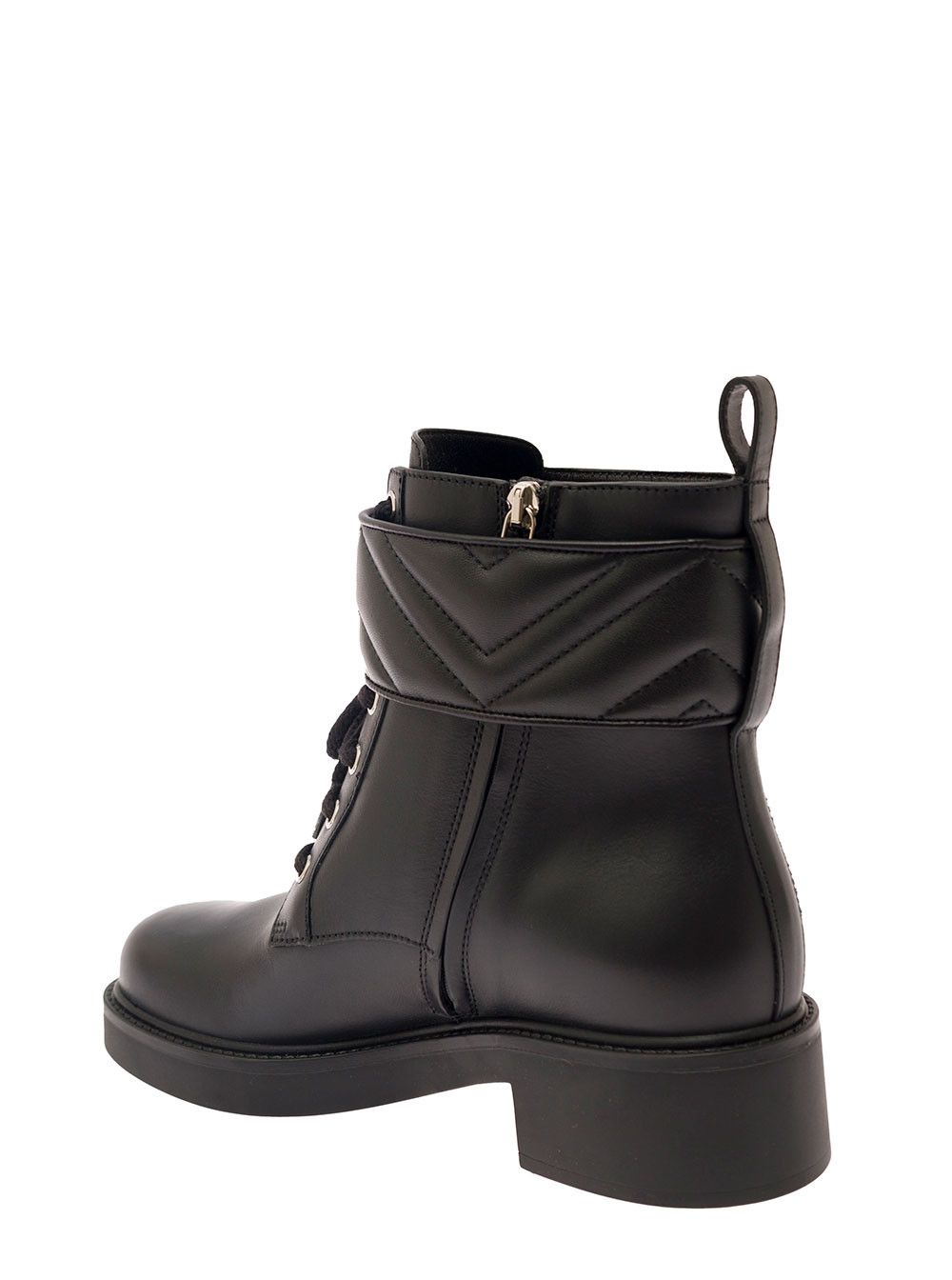 Gucci Black Ankle Boot with Double 'G' and Textured Hardware in Leather Woman Size US 6 / IT 36 - 3 Thumbnail