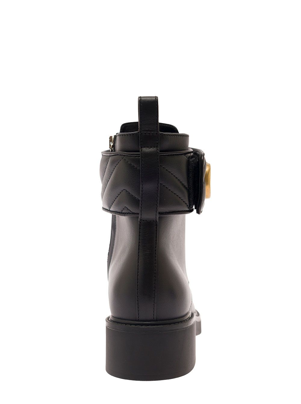 Gucci Black Ankle Boot with Double 'G' and Textured Hardware in Leather Woman Size US 6 / IT 36 - 4 Thumbnail