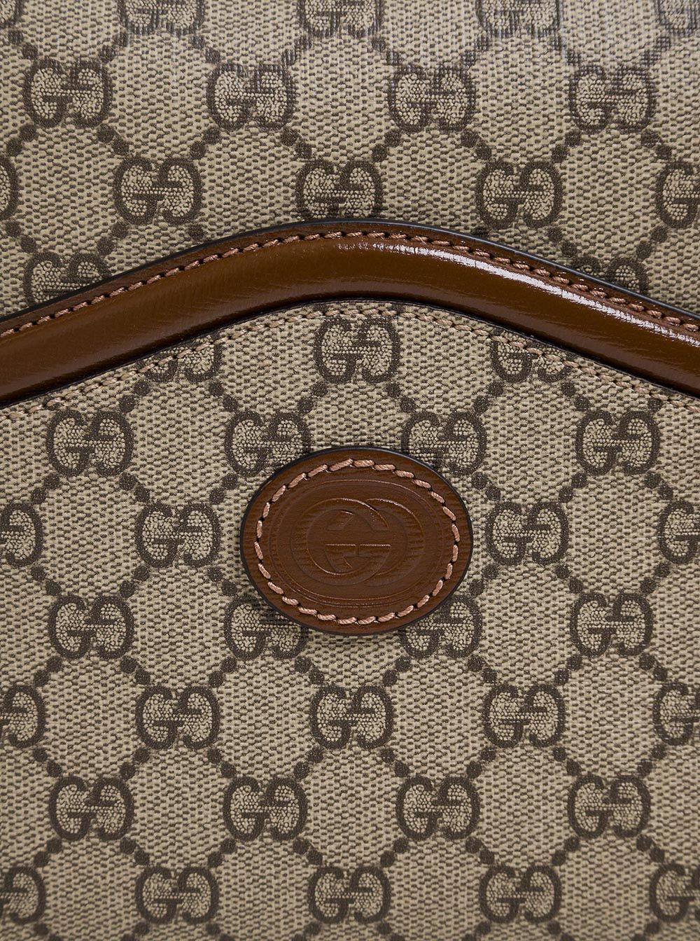 Gucci "GG Supreme" Beige Crossbody Bag with Logo Patch on Front Size ONE SIZE - 4 Thumbnail