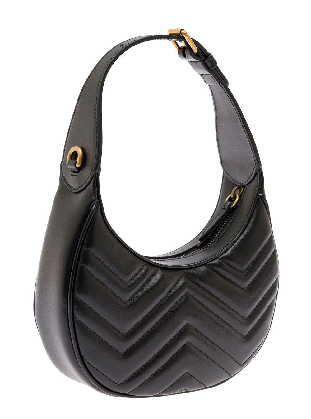 Gucci Black Shoulder Bag 'GG Marmont' in Chevron Leather for Women Size ONE SIZE - 2 Thumbnail