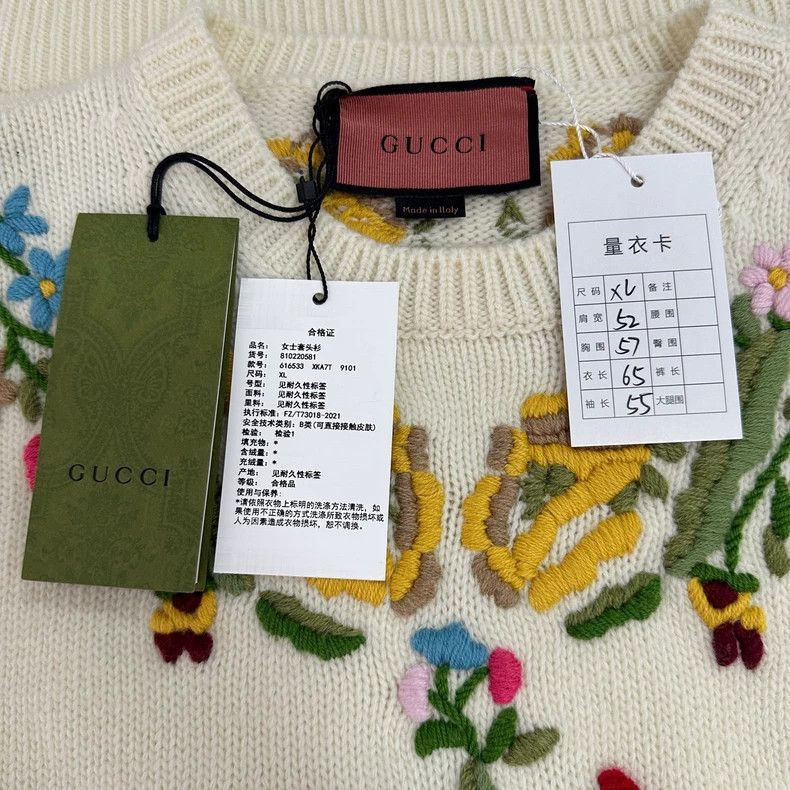 Gucci Gucci Cream Embroidered Sweater with Lantern Sleeves-dmc Size US XL / EU 56 / 4 - 5 Thumbnail