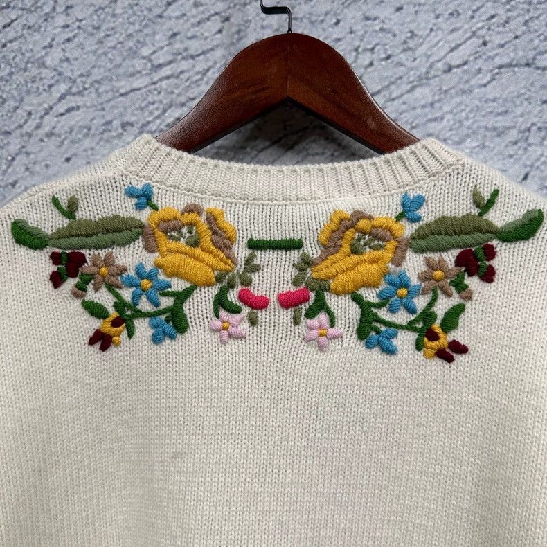 Gucci Gucci Cream Embroidered Sweater with Lantern Sleeves-dmc Size US XL / EU 56 / 4 - 3 Thumbnail