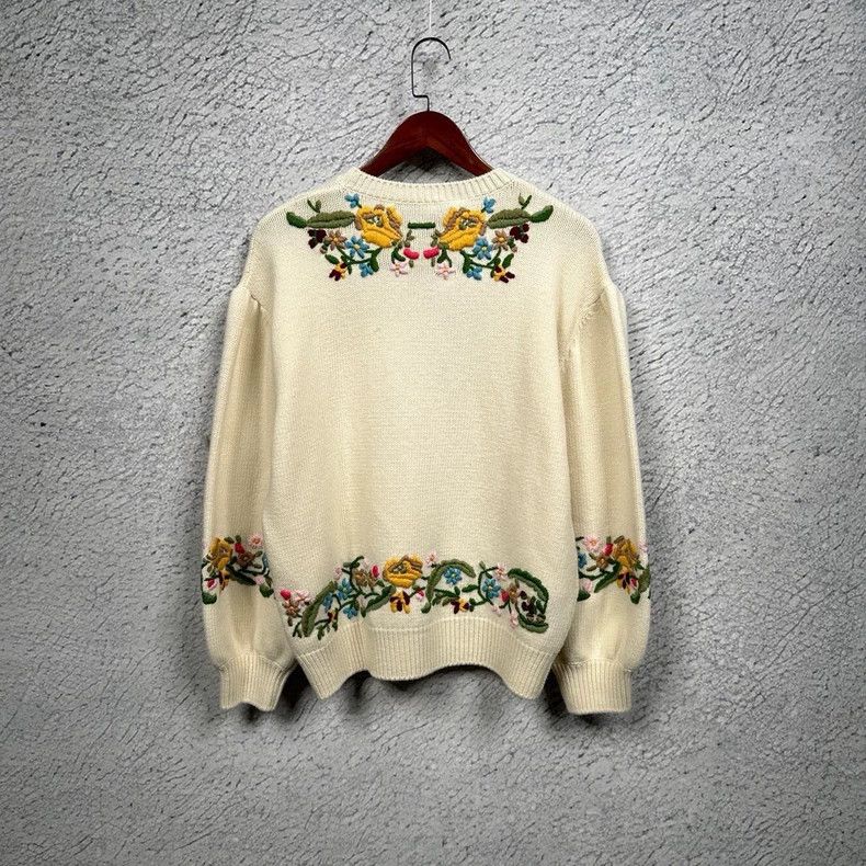 Gucci Gucci Cream Embroidered Sweater with Lantern Sleeves-dmc Size US XL / EU 56 / 4 - 2 Thumbnail