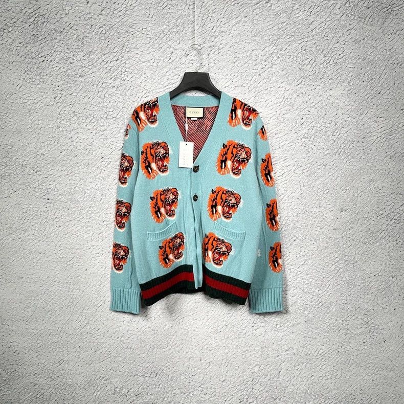Gucci Gucci Tiger Print Wool Cardigan-dmc Size US XL / EU 56 / 4 - 2 Thumbnail