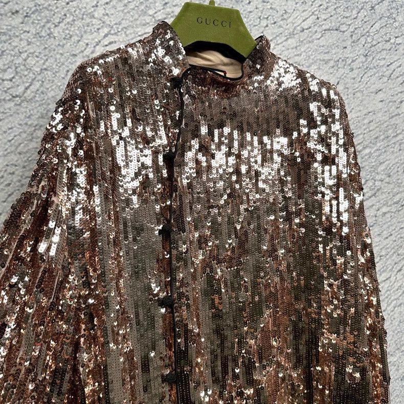 Gucci Gucci Sequin Rose Gold Mandarin Collar Jacket-dmc Size US M / EU 48-50 / 2 - 3 Thumbnail