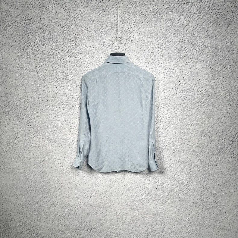 Gucci Light Blue Logo Long Sleeve Silk Shirt-dmc Size US S / EU 44-46 / 1 - 2 Thumbnail