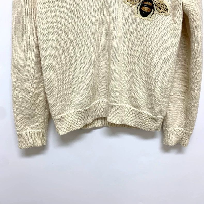 Gucci Gucci Beige V-Neck Knit Sweater with Embroidery-dmc Size US M / EU 48-50 / 2 - 6 Thumbnail