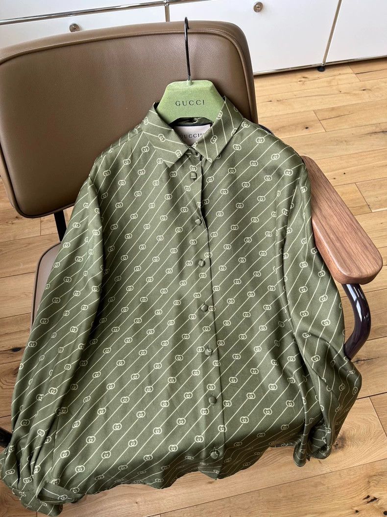 Gucci Gucci Long Sleeve Silk Shirt with Logo-dmc Size US M / EU 48-50 / 2 - 5 Thumbnail
