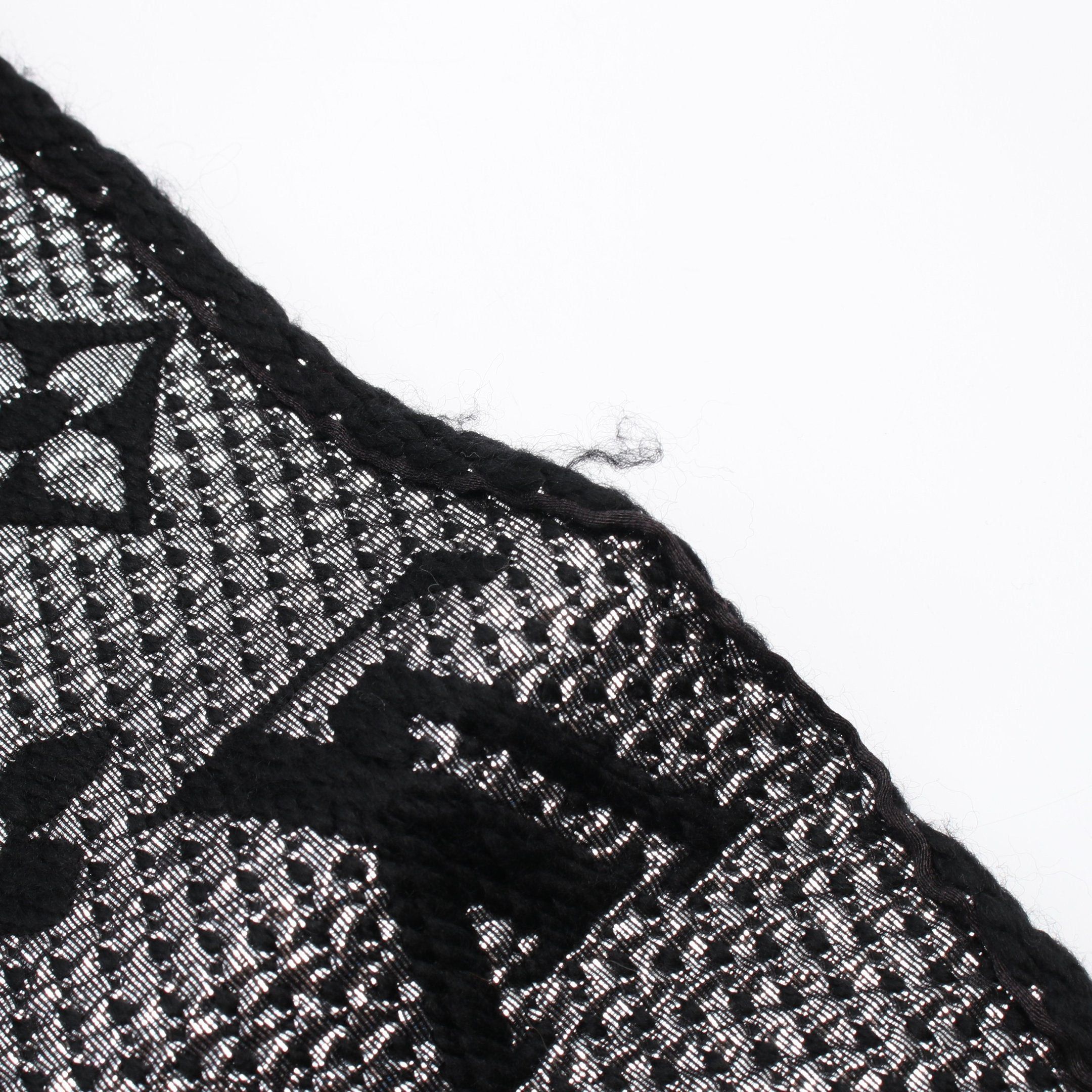 Louis Vuitton Louis Vuitton Écharpe Logomania Shine Noir Scarf Wool Silk Black Silver Size ONE SIZE - 3 Thumbnail