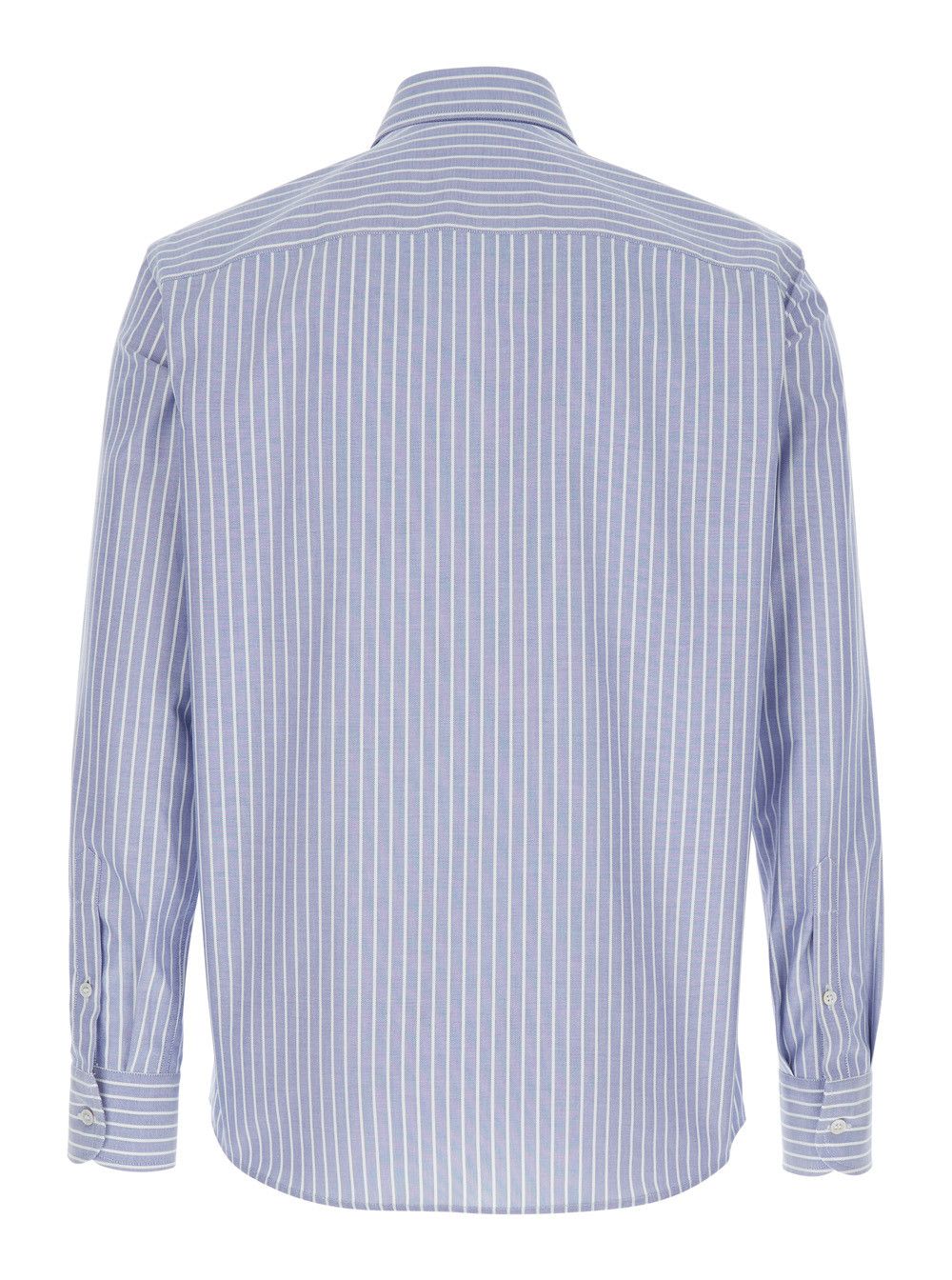 Valentino Light Blue Shirt with Logo Detail on the Front and All-Over Striped Motif in Cotton Man Size US M / EU 48-50 / 2 - 2 Thumbnail