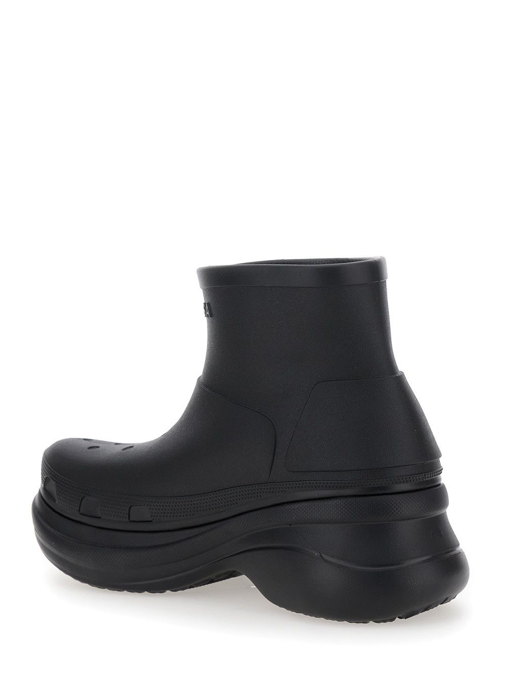 Crocs' Black Ankle Boots with Embossed Logo on the Front in Tech