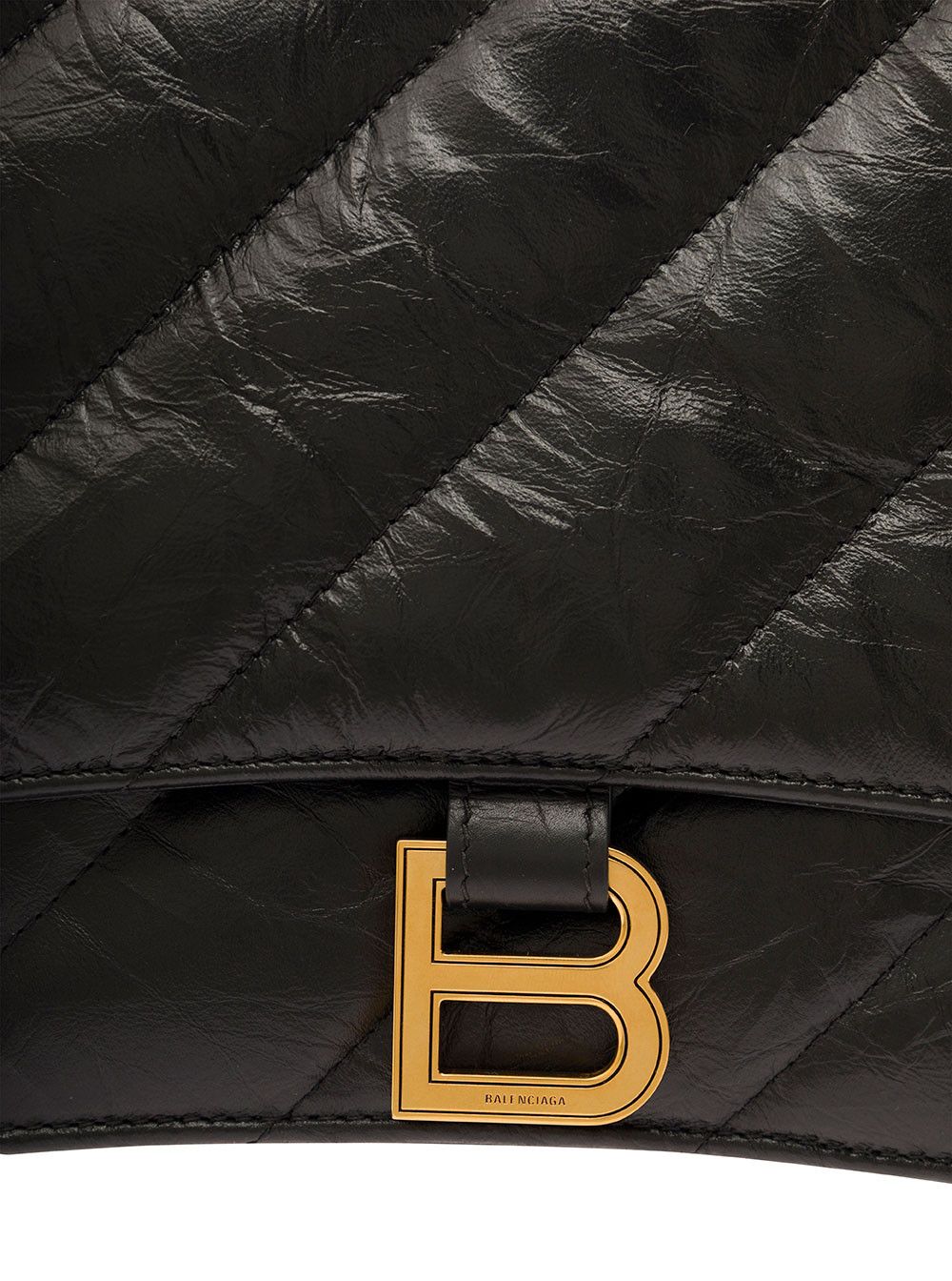 Balenciaga 'Crush Media' Black Quilted Cross Body Bag in Leather Woman Size ONE SIZE - 4 Thumbnail