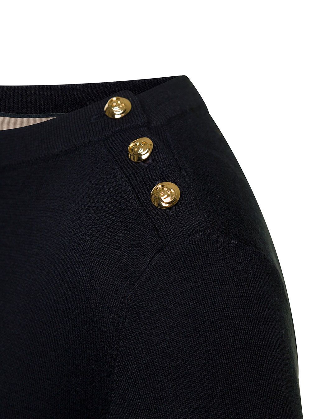 Gucci Black Sweater with Boat Neckline and Golden Logo Buttons in Cashmere Woman Size M / US 6-8 / IT 42-44 - 3 Thumbnail