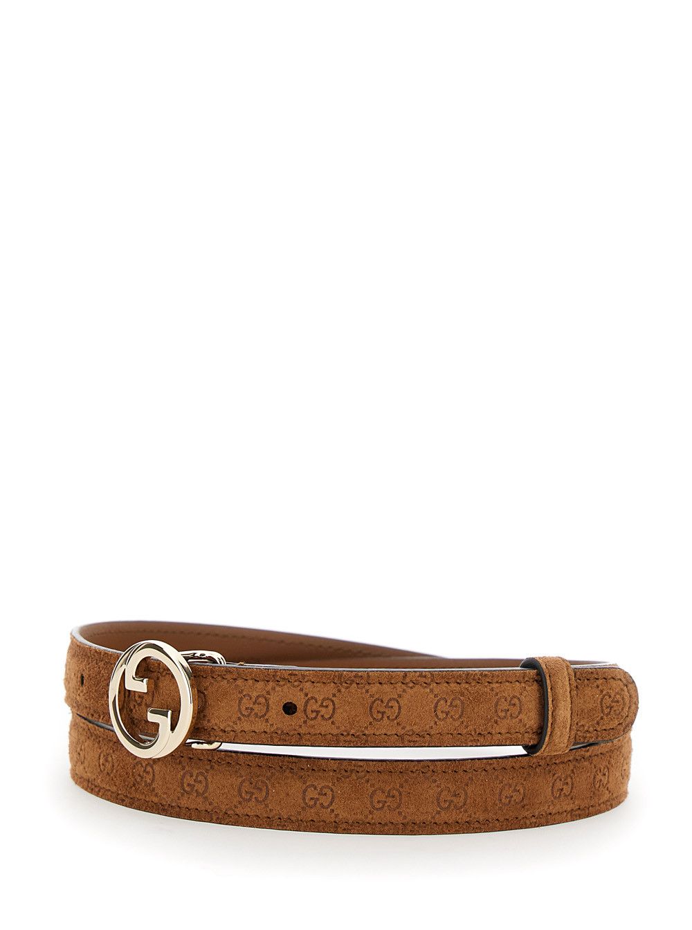 Gucci 'Blondie' Brown Belt with All-Over GG Motif in Suede Woman Size ONE SIZE - 2 Thumbnail