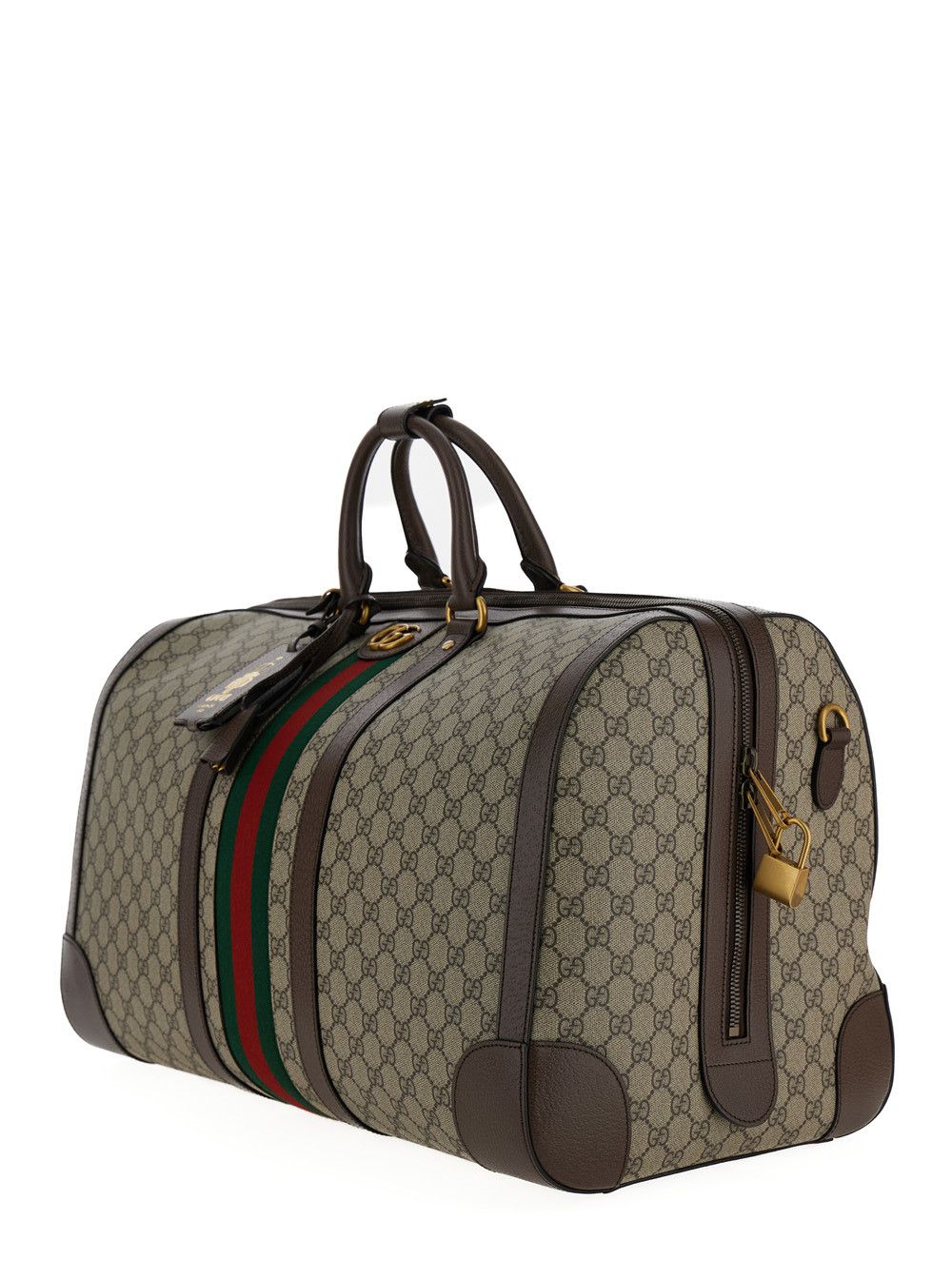 Gucci Beige Travel Bag 'Gucci Savoy Grande' with Web Detail in GG Canvas and Ebony Men Size US M / EU 48-50 / 2 - 2 Thumbnail