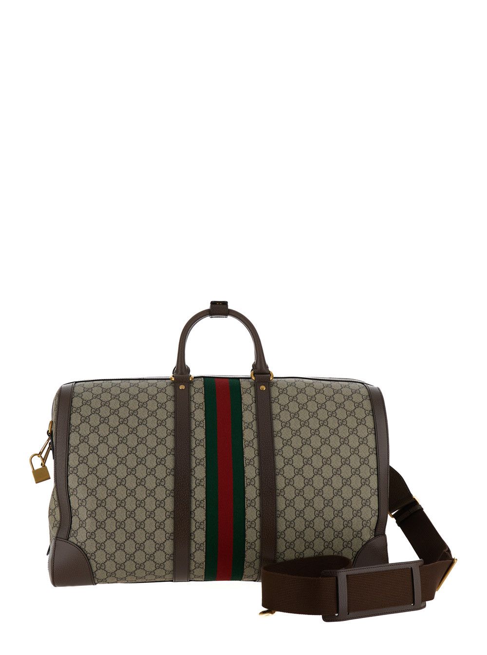 Gucci Beige Travel Bag 'Gucci Savoy Grande' with Web Detail in GG Canvas and Ebony Men Size US M / EU 48-50 / 2 - 4 Thumbnail
