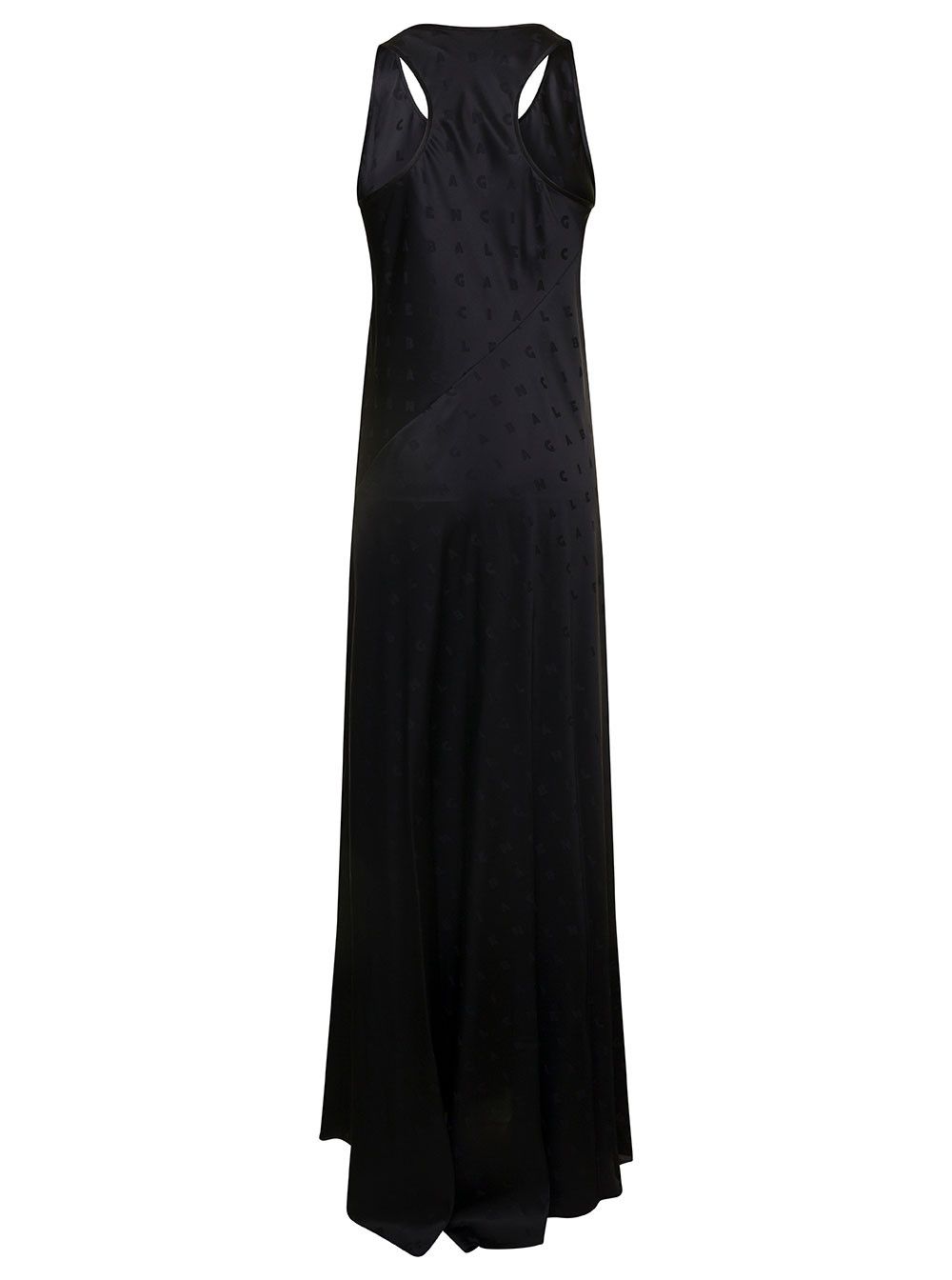 Balenciaga Black Long Evening Dress with Logo Motif All-Over in Viscose Woman Size S / US 4 / IT 40 - 2 Thumbnail