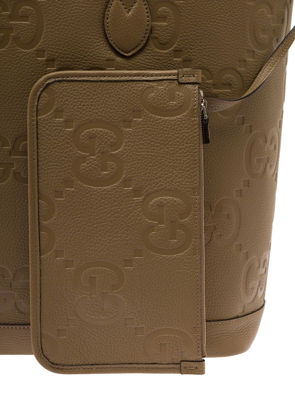 ´Jumbo´ Beige Handbag with All-Over Logo in Leather Man Accessories