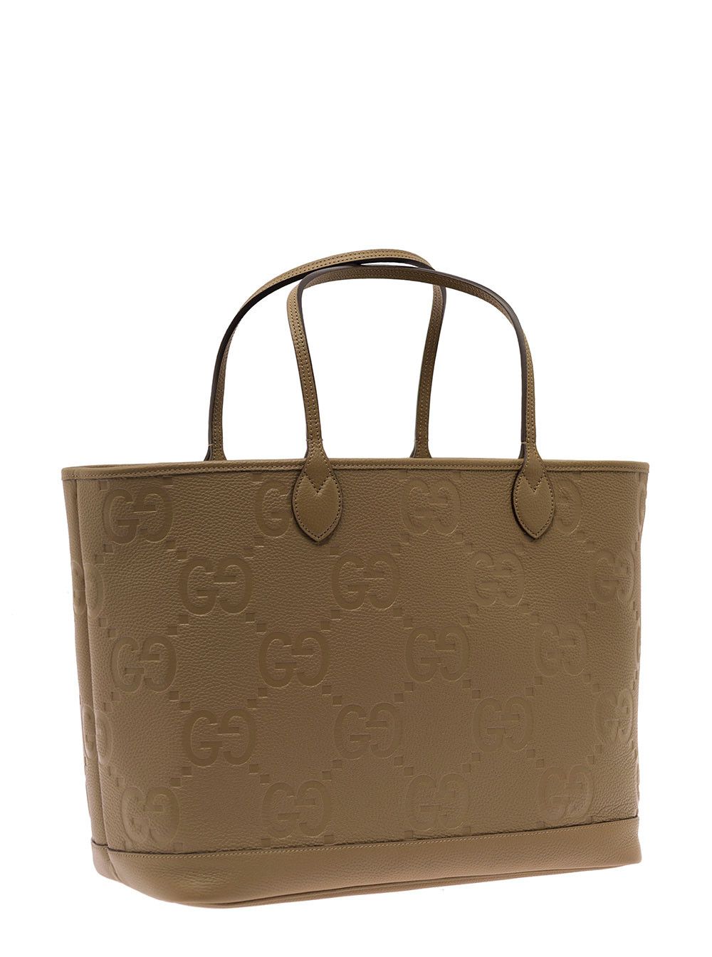 ´Jumbo´ Beige Handbag with All-Over Logo in Leather Man Accessories