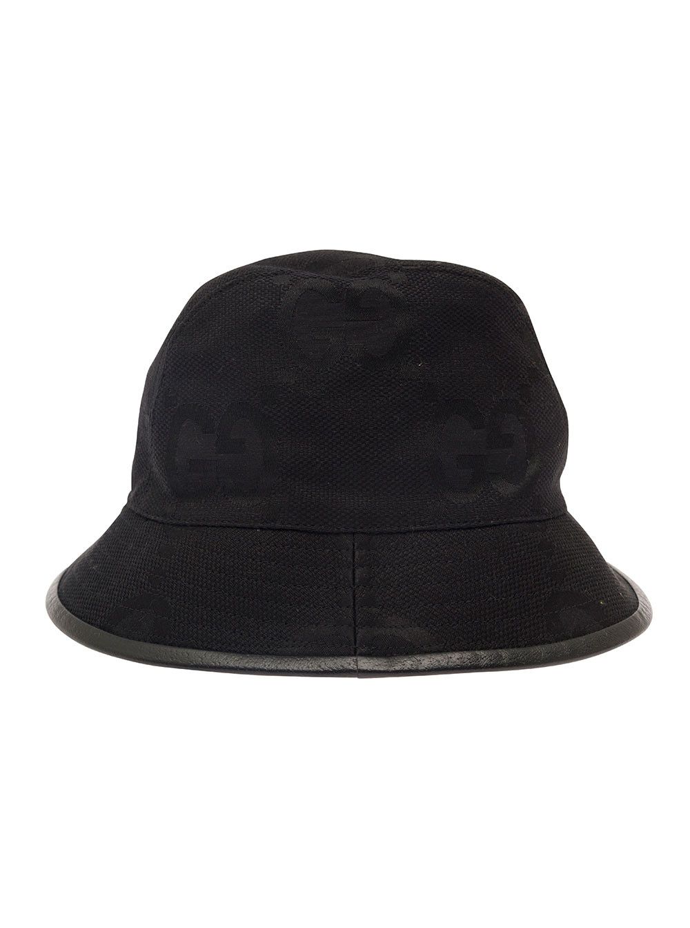 Gucci Black Bucket Hat with Leather Trimmings in GG Jumbo Canvas Man Size ONE SIZE - 2 Thumbnail