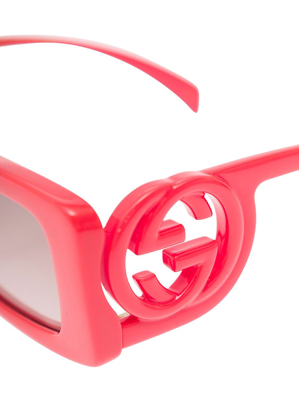 Gucci 'GG1325S' Red Rectangular Sunglasses with Interlocking GG Cut-Out in Shiny Acetate Woman Size ONE SIZE - 3 Thumbnail