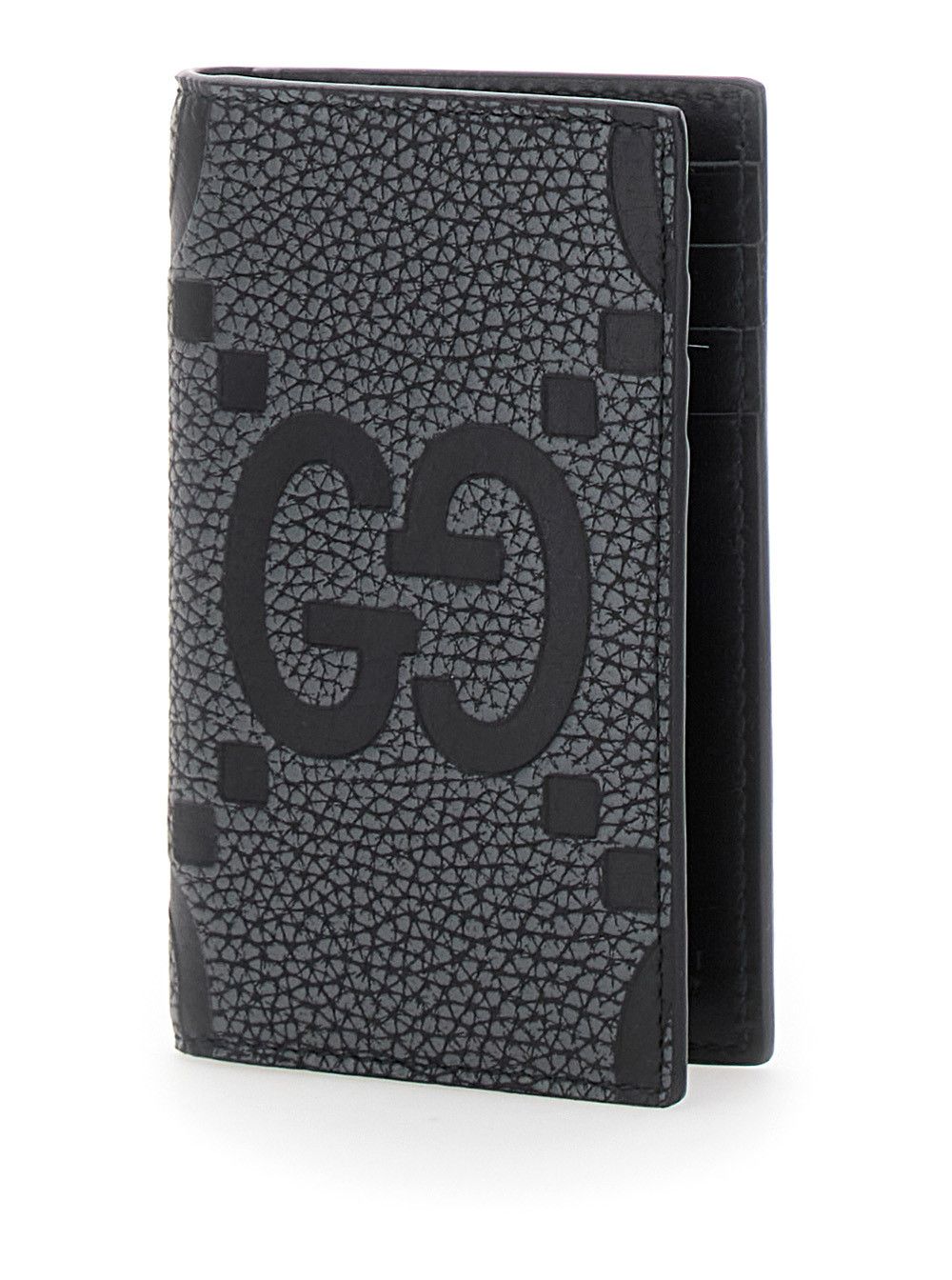Gucci 'Jumbo' Grey Card Holder with Maxi Double G Logo on the Front in Grained Leather Man Size ONE SIZE - 2 Thumbnail