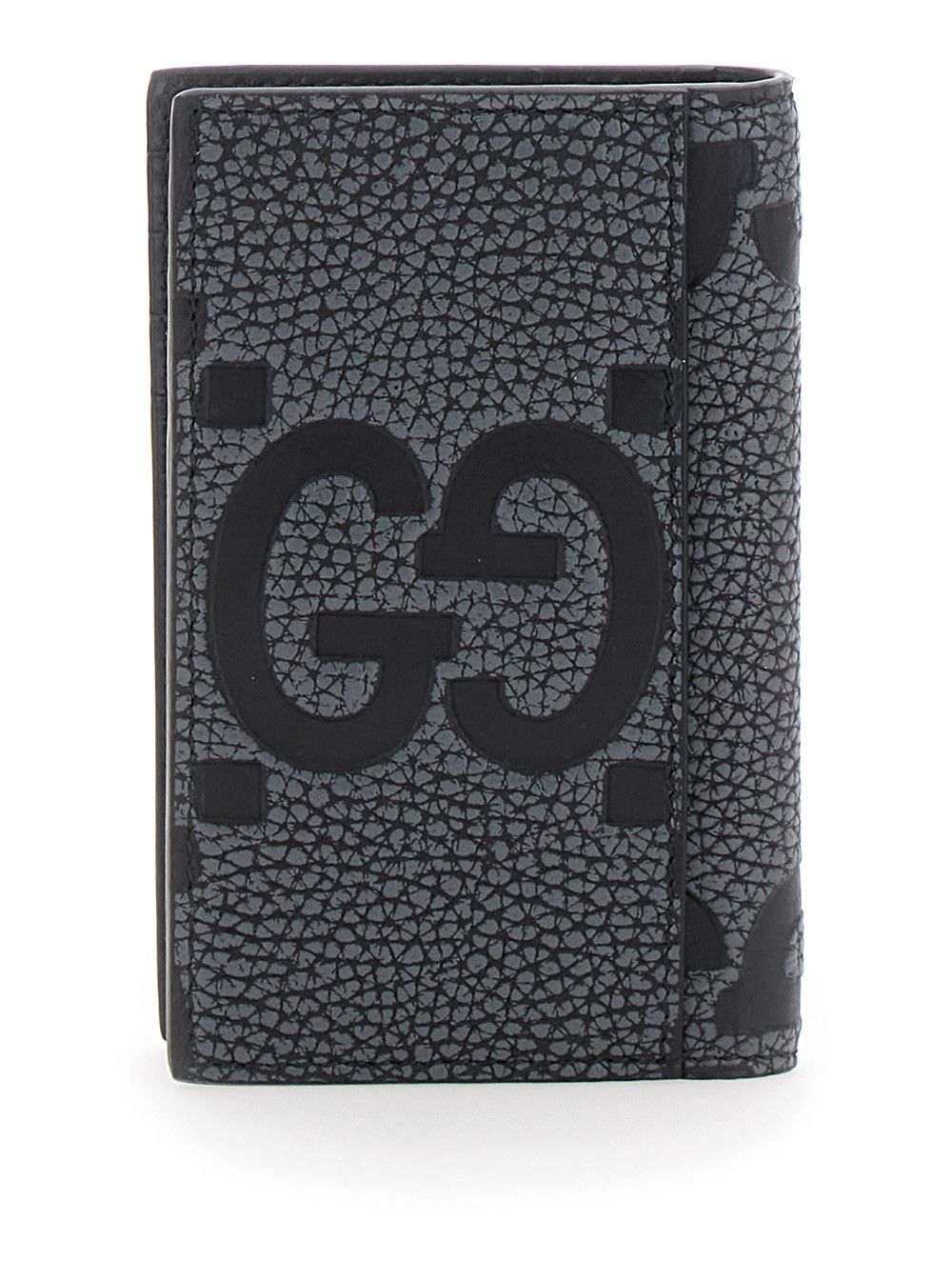 Gucci 'Jumbo' Grey Card Holder with Maxi Double G Logo on the Front in Grained Leather Man Size ONE SIZE - 4 Thumbnail