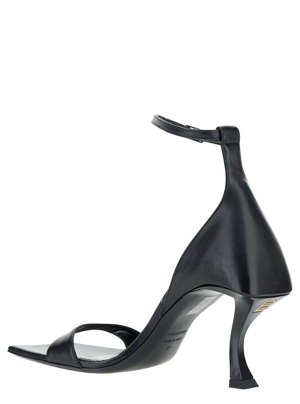 Balenciaga 'Hourglass' Black Sandals with Curved Heel in Leather Woman Size US 11 / IT 41 - 3 Thumbnail