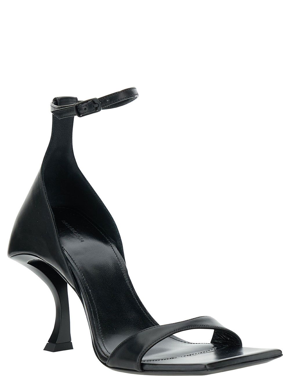 Balenciaga 'Hourglass' Black Sandals with Curved Heel in Leather Woman Size US 11 / IT 41 - 2 Thumbnail