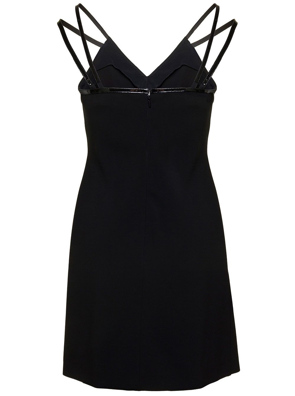 Gucci Mini Black Dress with Black Leather Trim and Double Strap in Stretch Viscose Woman Size M / US 6-8 / IT 42-44 - 2 Thumbnail