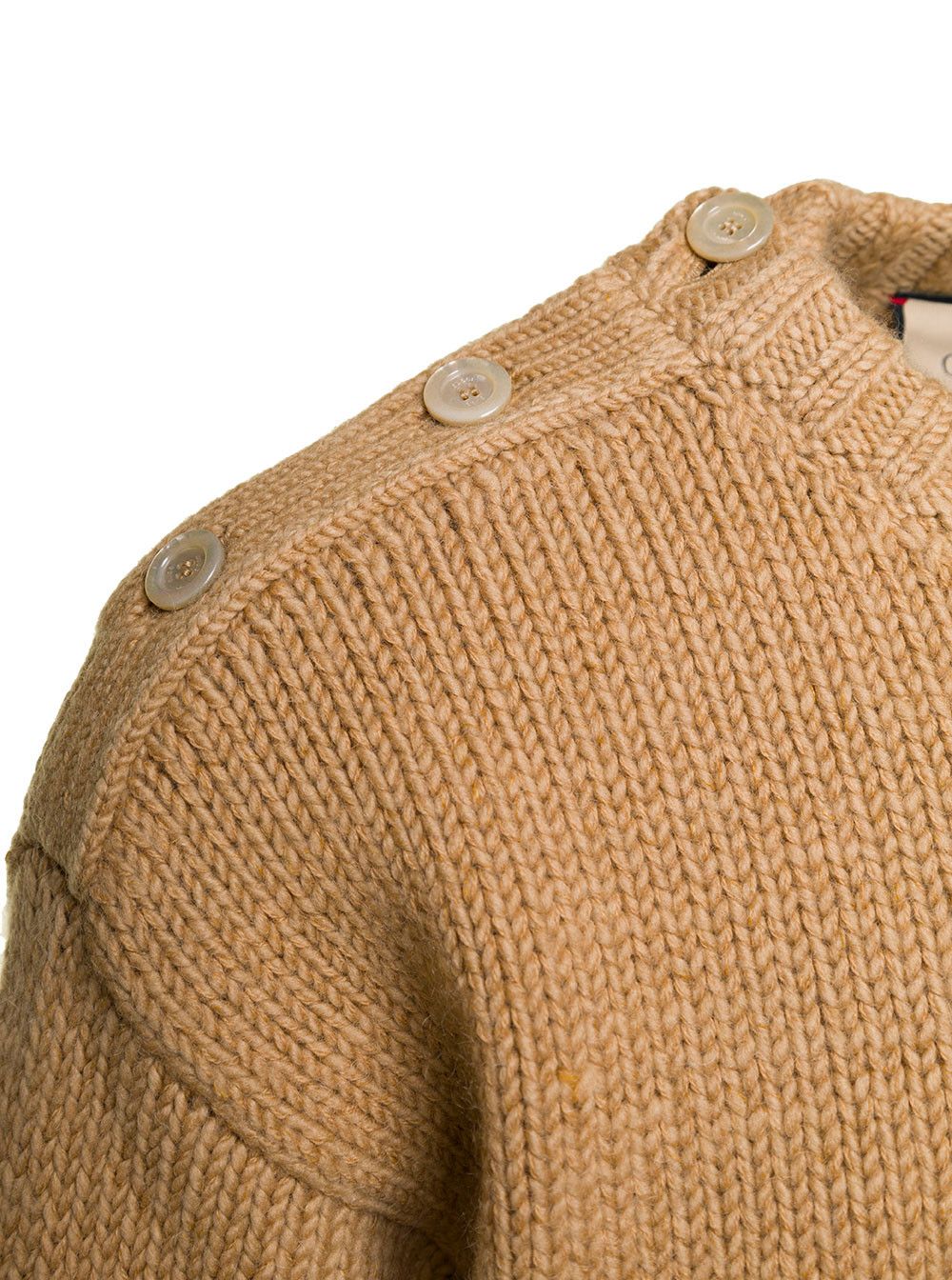 Gucci Camel Brown Crewneck Sweater with Web Intarsia in Wool and Mohair Man Size US S / EU 44-46 / 1 - 3 Thumbnail