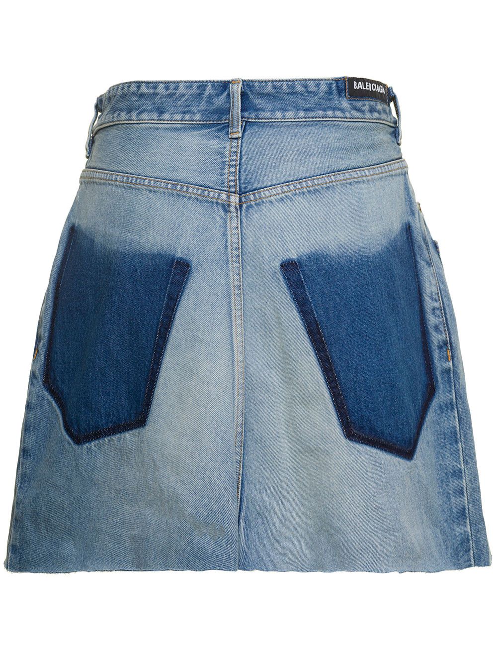 Balenciaga Light Blue Mini-Skirt with Patch Pockets and Raw Edge in Cotton Denim Woman Size 28" / US 6 / IT 42 - 2 Thumbnail