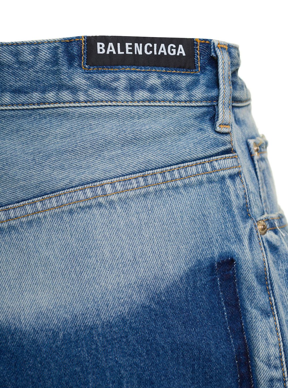 Balenciaga Light Blue Mini-Skirt with Patch Pockets and Raw Edge in Cotton Denim Woman Size 28" / US 6 / IT 42 - 3 Thumbnail