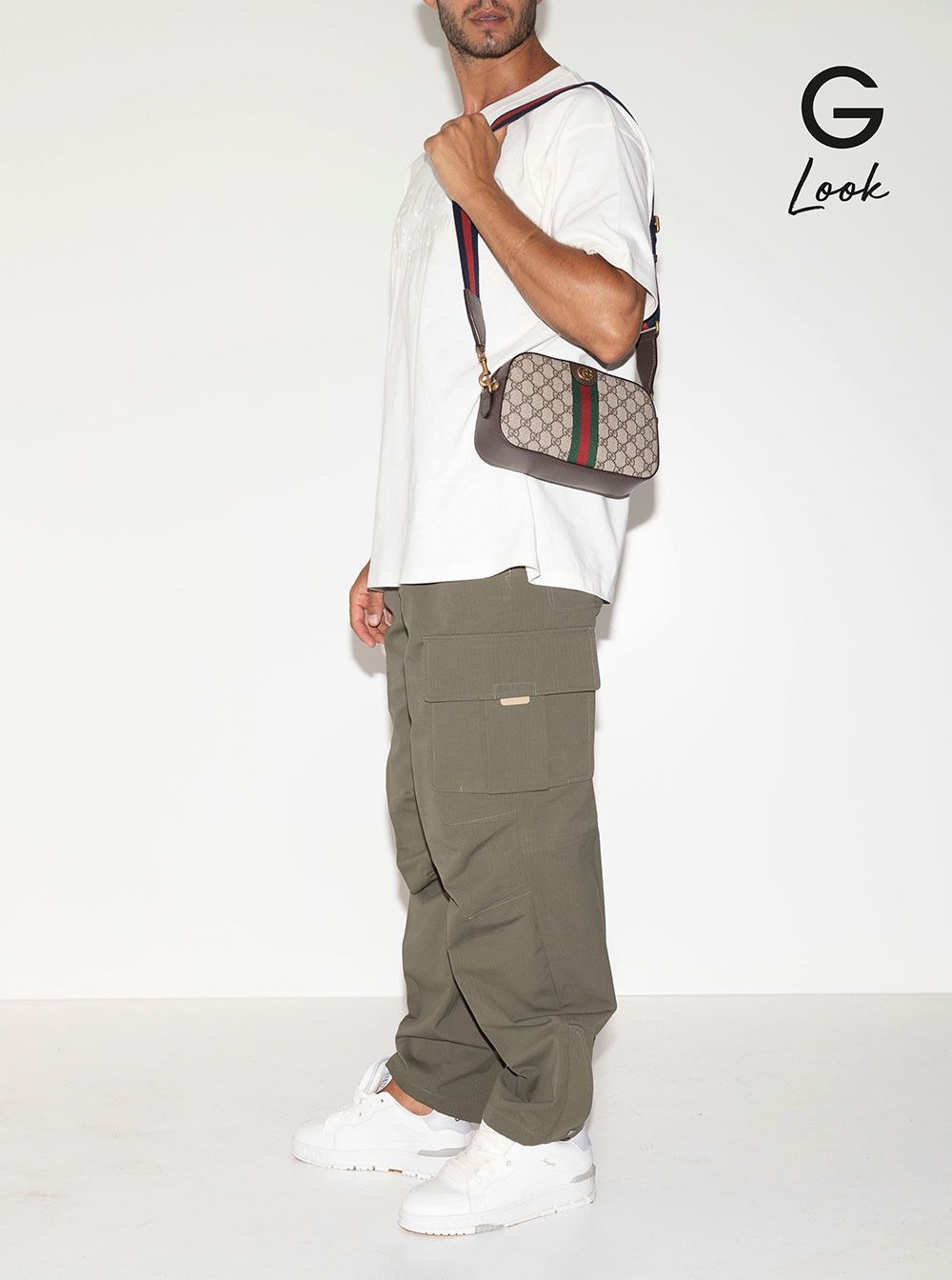 Gucci Beige 'Ophidia GG Small' Crossbody bag with Web in GG Canvas and Ebony Men Size ONE SIZE - 5 Thumbnail