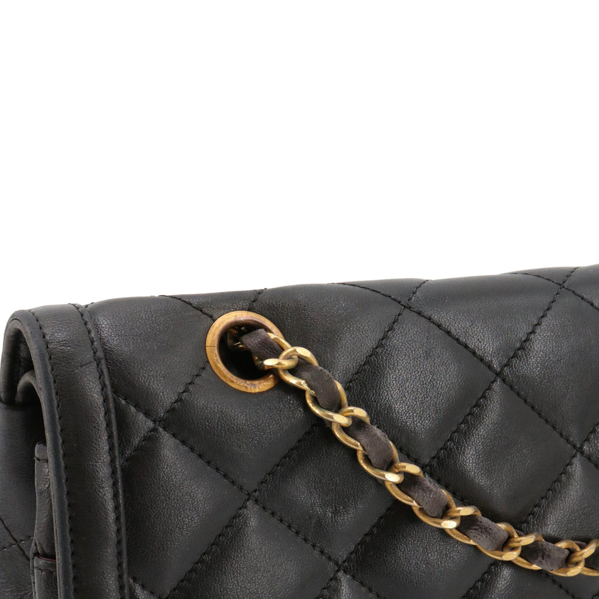Chanel CHANEL - Chanel Paris Double Flap handbag in vintage black quilted leather Size ONE SIZE - 6 Thumbnail