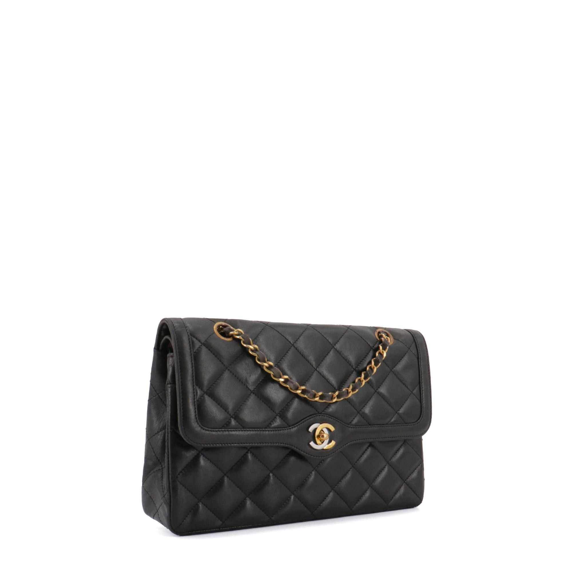Chanel CHANEL - Chanel Paris Double Flap handbag in vintage black quilted leather Size ONE SIZE - 2 Thumbnail