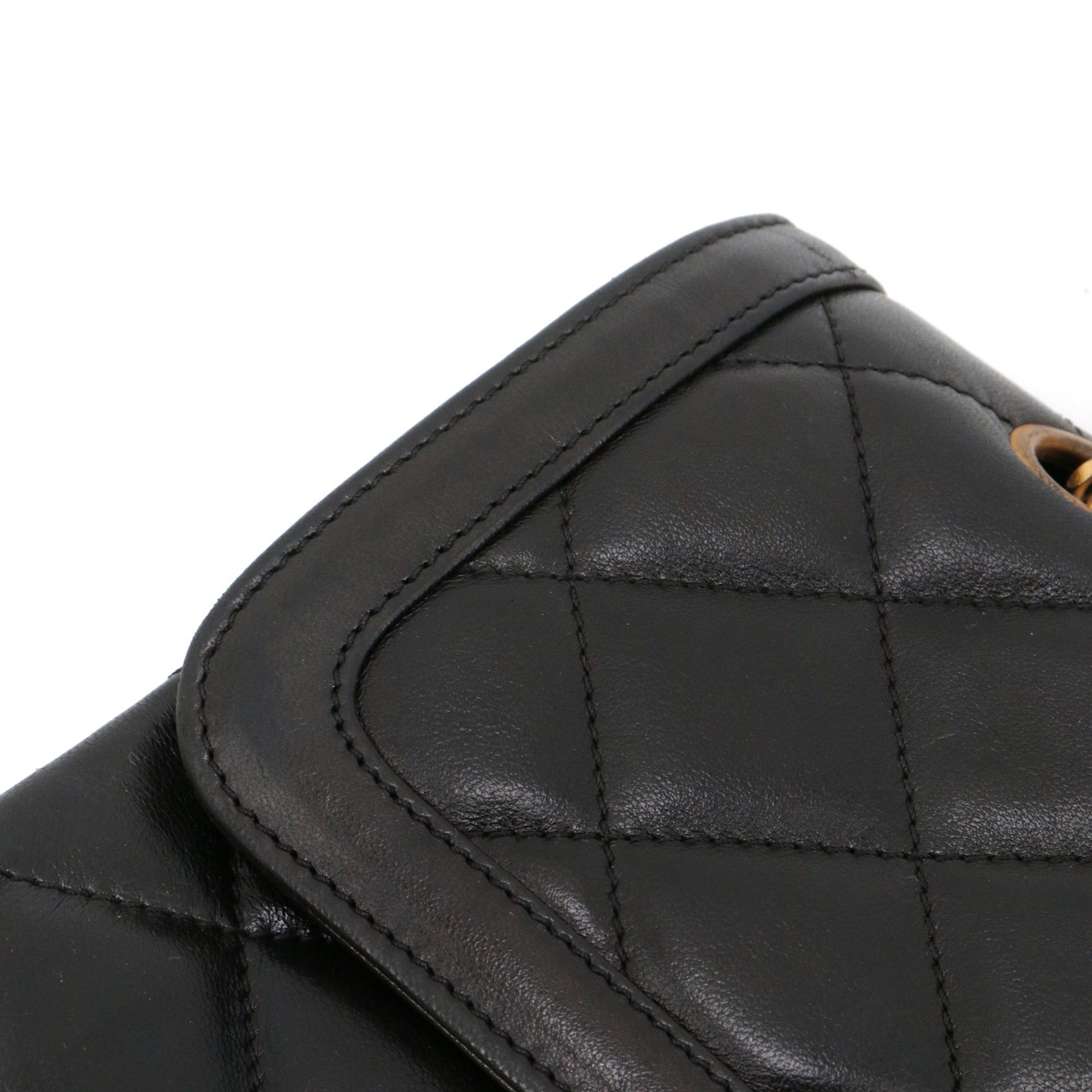 Chanel CHANEL - Chanel Paris Double Flap handbag in vintage black quilted leather Size ONE SIZE - 11 Thumbnail