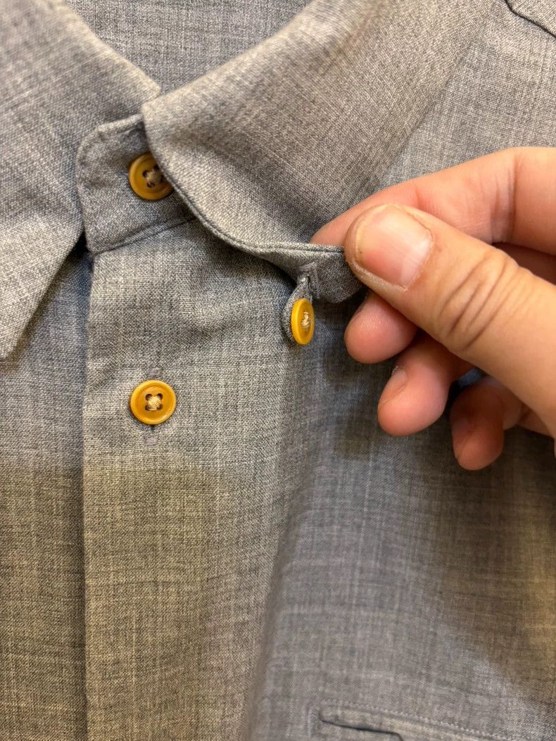 Japanese Brand Stylish Grey Wool Shirt from Japanese Brand Size US M / EU 48-50 / 2 - 3 Thumbnail
