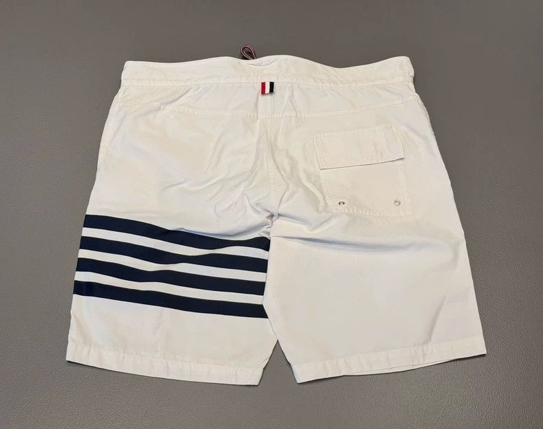 Thom Browne Thom Browne Swim Shorts with Black Stripes-dmc Size US 26 / EU 42 - 2 Thumbnail