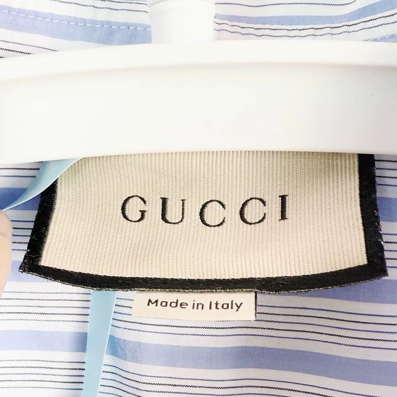 Gucci Blue and White Striped Short Sleeve Shirt-dmc Size US XXS / EU 40 - 5 Thumbnail